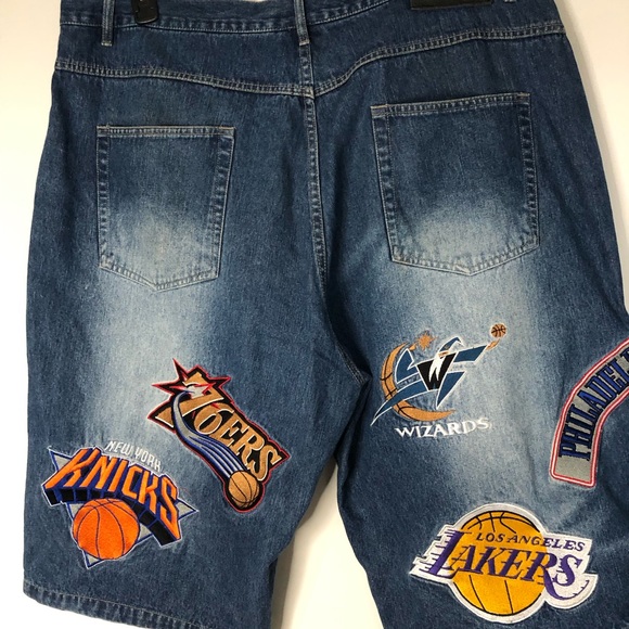 EXTREMELY RARE !!! NBA /UNK Large Patch Logo Jean Shorts - Picture 4 of 6